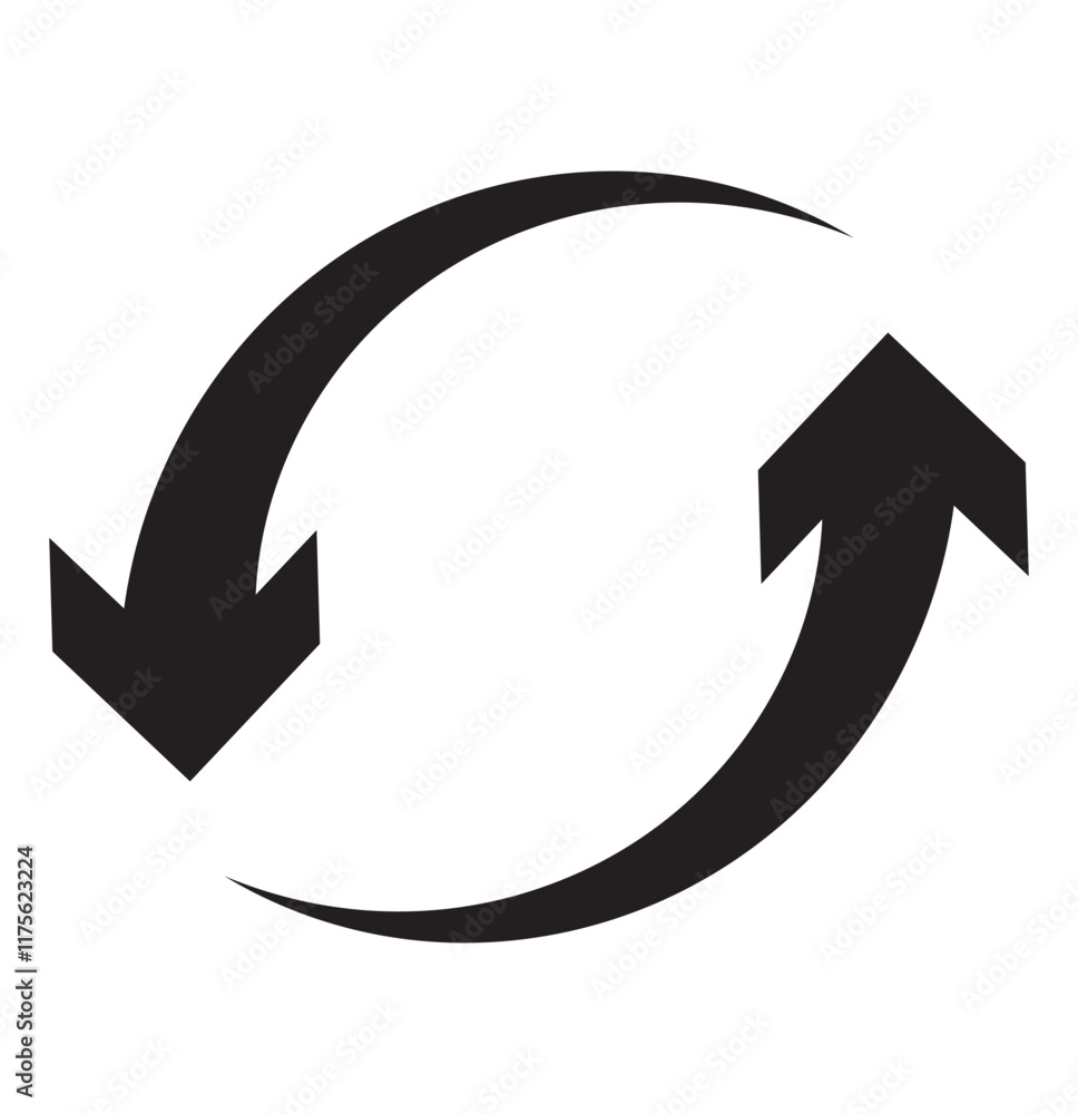 Poster Refresh icon vector. Green recycle vector icon symbol. Repeat and reload icons set and arrow rotation circle. Sync icon symbol convert button sign