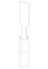 Wood Chisel Line Art Vector Illustration on White Background. High-Detail Design for Carpentry, Woodworking, and DIY Projects