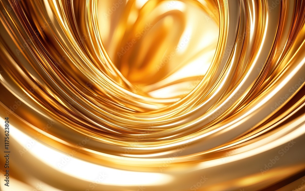Poster a swirling pattern of shiny golden tubes creating a mesmerizing abstract design with a warm, luxurio