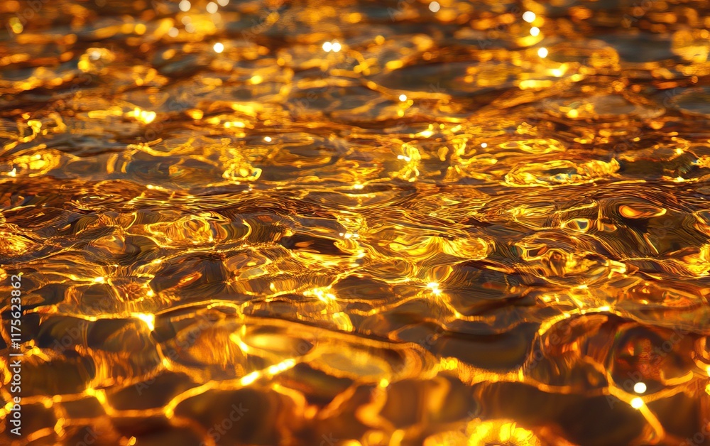 Poster a shimmering surface of golden water reflects light, creating a mesmerizing pattern of ripples and s