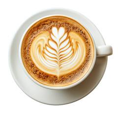 Coffee cappuccino latte art isolated on transparent or white background