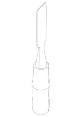 Wood Chisel Line Art Vector Illustration on White Background. High-Detail Design for Carpentry, Woodworking, and DIY Projects