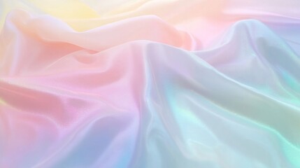Obraz premium Pastel iridescent fabric with soft folds and waves.