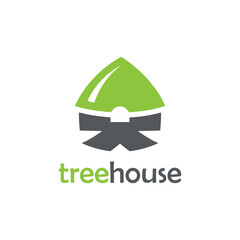 Tree House Logo. Home  Logo Symbol Isolated On White Background, design vector Icon Illustration.	
