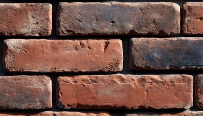 Close-up of Old Red Brick Wall Texture