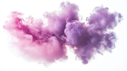 Fototapeta premium Abstract pink and purple smoke cloud isolated on white background.