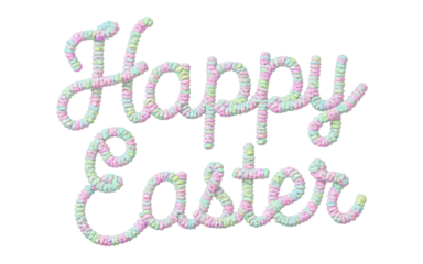 Bright and cheerful text saying Happy Easter embodies the joy of spring.