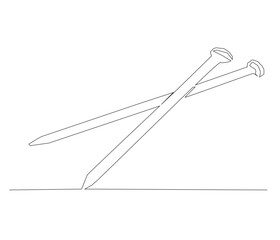 One continuous line drawing of nail . Single line of nail vector illustration