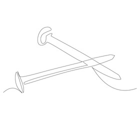 One continuous line drawing of nail . Single line of nail vector illustration