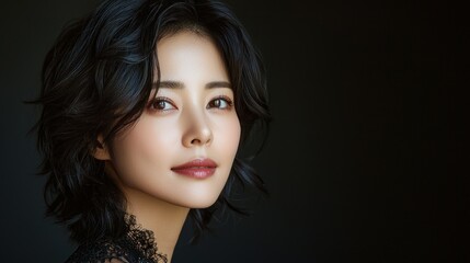 Naklejka premium Portrait of a Woman with Short, Dark Hair