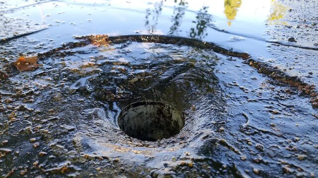 Abfluss auf dem Flachdach der Garage ist verstopft - Wasser ablassen