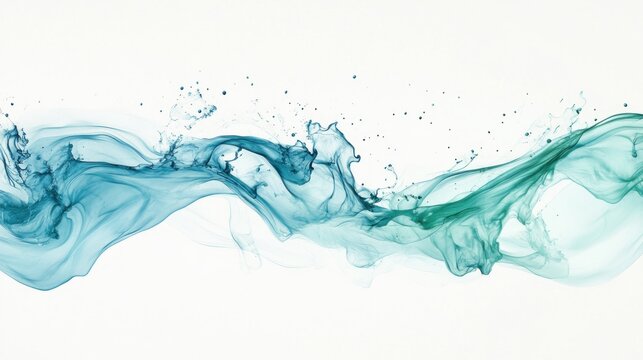 Abstract teal and blue liquid splash wave on white.