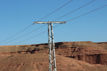 Power electric pole with wires
