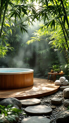 Outdoor Hot Tub in a Bamboo Forest