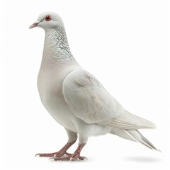 Obraz premium White dove standing gracefully on a white background, embodying peace, purity, and spirituality