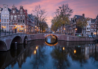 Obraz premium Beautiful sunset at the Keizersgracht in Amsterdam the Netherlands