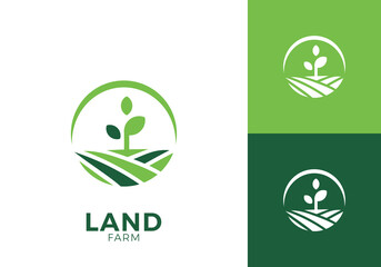 landscape with leaf tree logo. creative agriculture symbol vector design