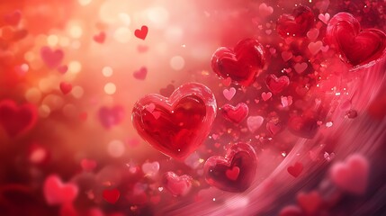 Swirling hearts in varying shades of red and pink, creating a festive Valentine's composition