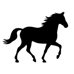 Elegant Horse Silhouette Vector Art with Flowing Mane