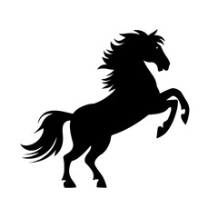 Elegant Black Horse Silhouette – Rearing Pose Vector Illustration