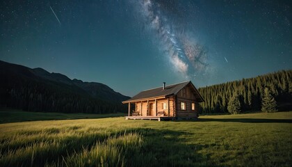 Secluded Cabin Under the Milky Way