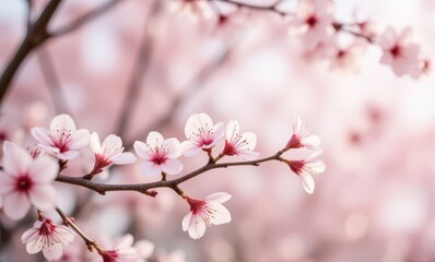 Delicate cherry blossoms in soft pink hues