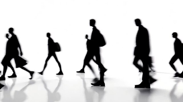 abstract silhouettes of walking people