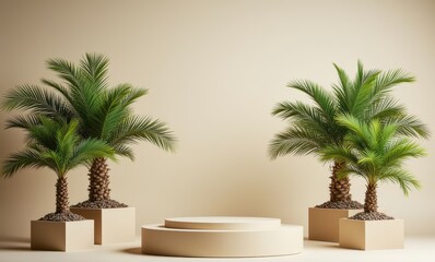 Lush palm plants in a modern setting