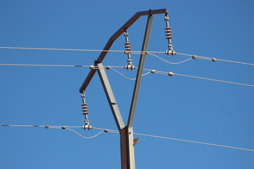 Power electric pole with wires