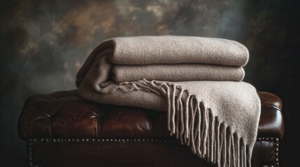Obraz premium Luxurious cashmere throw in elegant interior setting for home décor inspiration.