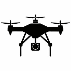 Smart Agriculture Drone Silhouette Vector