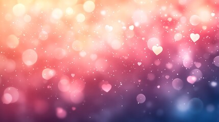 Obraz premium Soft pink and red gradient background with heart-shaped bokeh lights