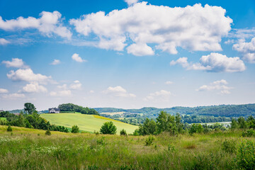 landscape with sky and clouds, kashubia, poland