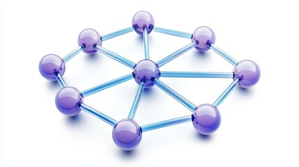 Abstract molecular structure with purple spheres and connections.