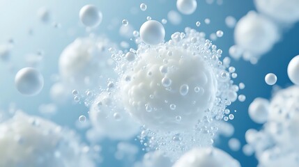 Ethereal abstract background with delicate white foam particles in a luminous environment