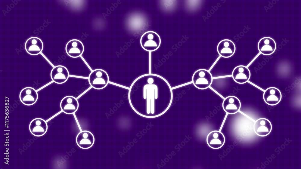 Poster digital interface with user icons and links growing. data internet, business, technology concept. fu