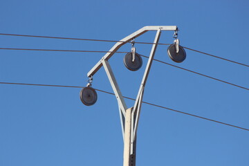 Power electric pole with wires