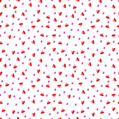 Watercolor red hearts seamless pattern. Background for valentine's day. Texture for fabric, wrapping paper, digital paper.