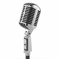 Fototapeta premium Classic Retro Microphone Against a White Background