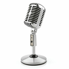 Classic Retro Microphone Against a White Background