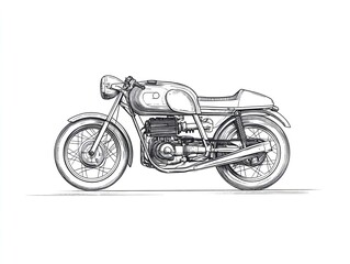 Fototapeta premium Minimalist Line Art Depiction of a Clean and Sleek Motor on White Background