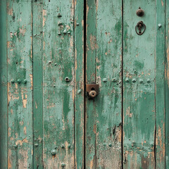 old wooden door with lock AI generated 