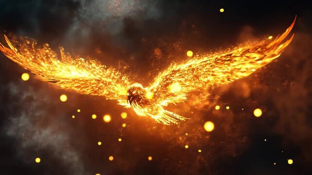 Fiery Phoenix Soaring Through the Night Sky 
