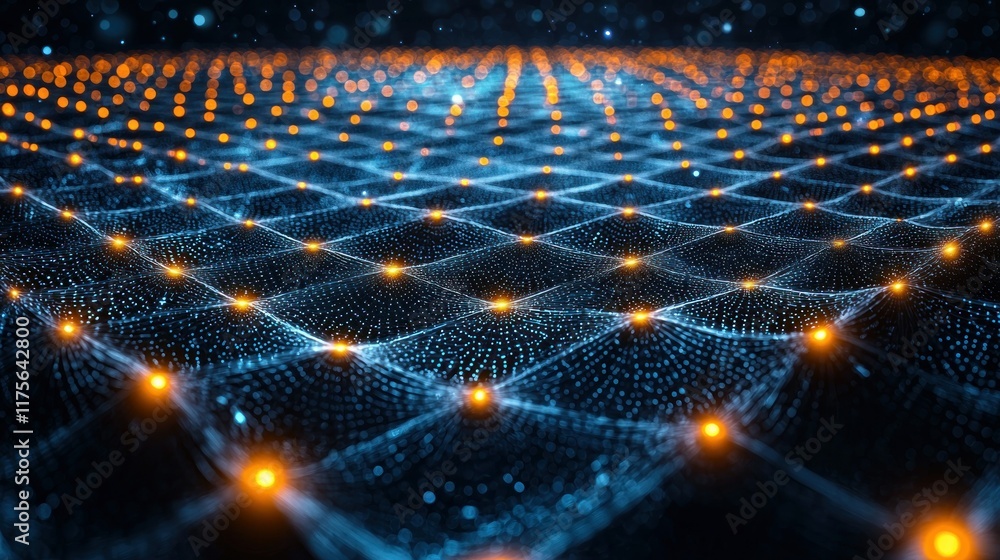 Poster abstract digital network: a mesmerizing visualization of interconnected nodes forming a dynamic, und