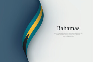 Bahamas flag on Waving ribbon