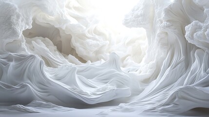 Artistic depiction of radiant white foam in a serene abstract atmosphere