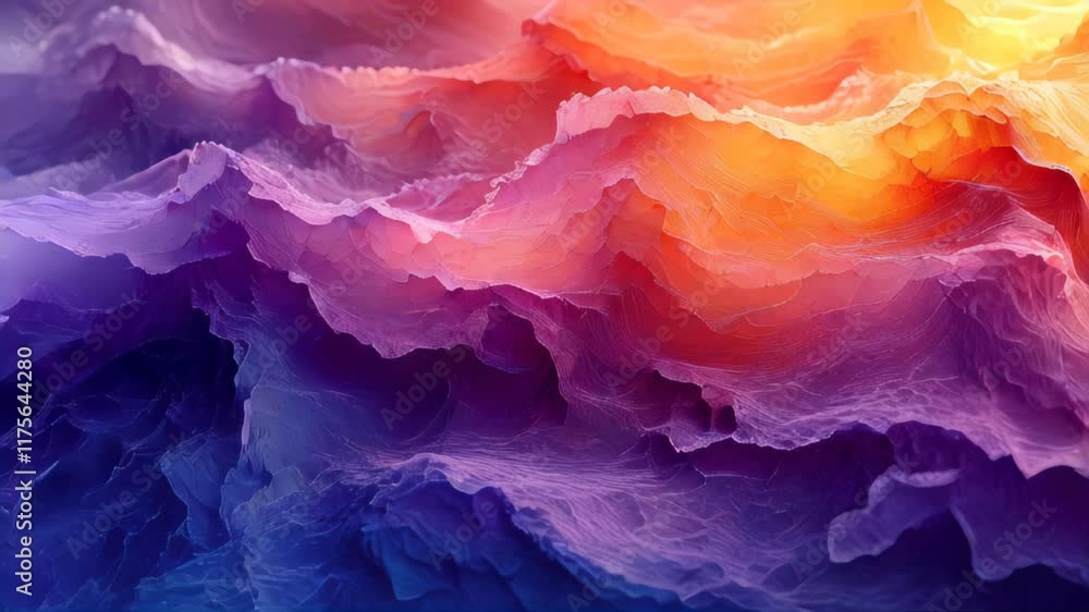 Poster abstract vibrant wave patterns in colorful hues blending seamlessly in a digital artwork
