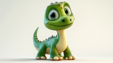 Fototapeta premium funny baby dinosaur character, a comical dinosaur with quirky features and an amusing expression, perfect for children content