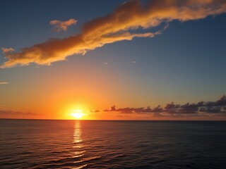 Naklejka premium A Golden Sunrise Over the Ocean