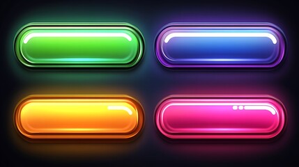 Neon Colored Glass Buttons Design Set